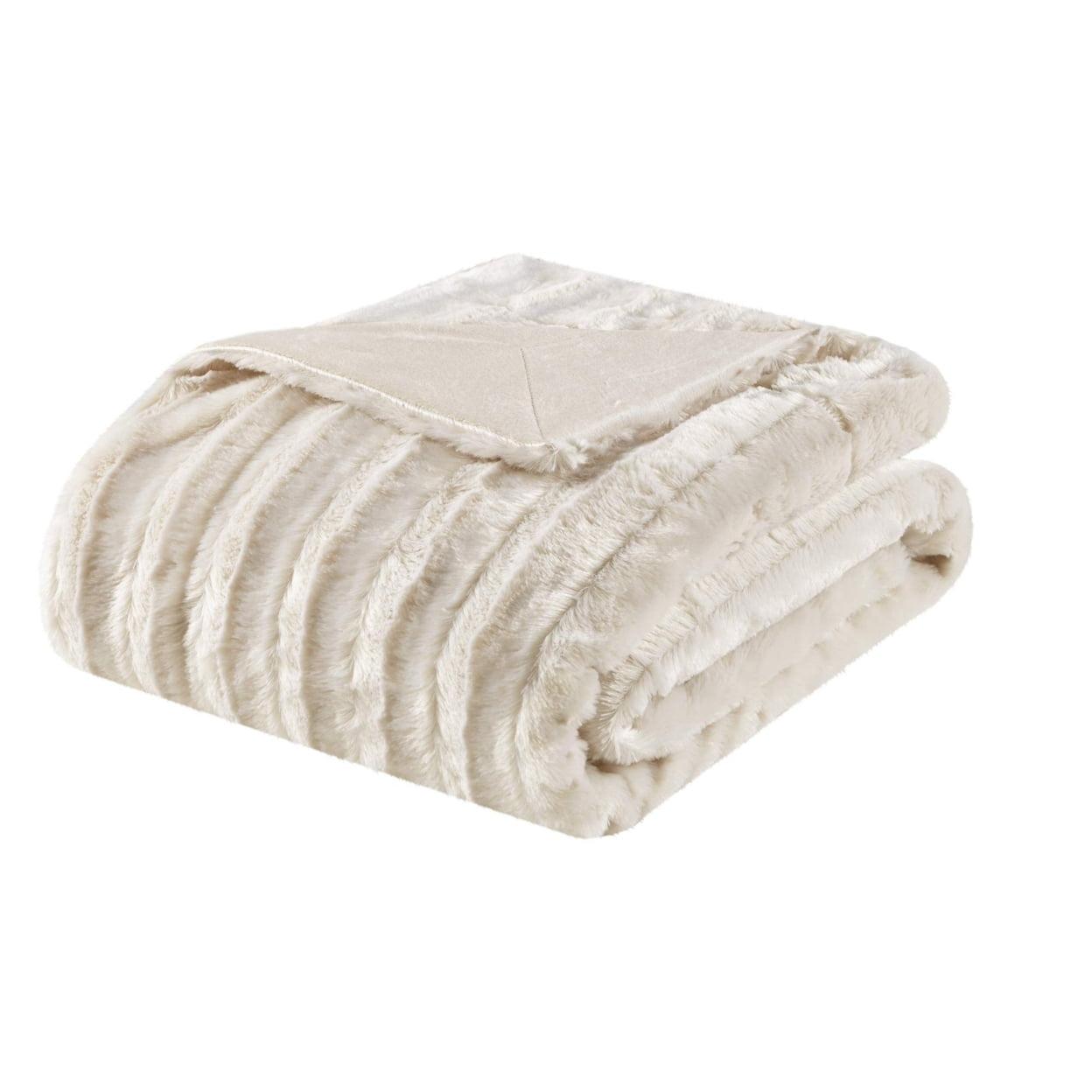 Madison Park Duke Champagne Long Fur Throw 50x60"