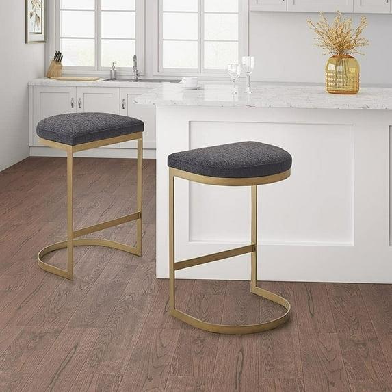 Eugene Counter Height Barstool: Upholstered Seat, Metal Base - Madison Park