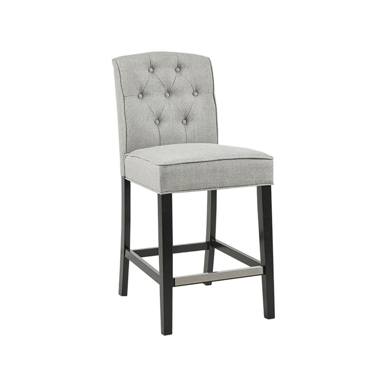 Madison Park 26" Light Grey Tufted Counter Stool with Wood Legs