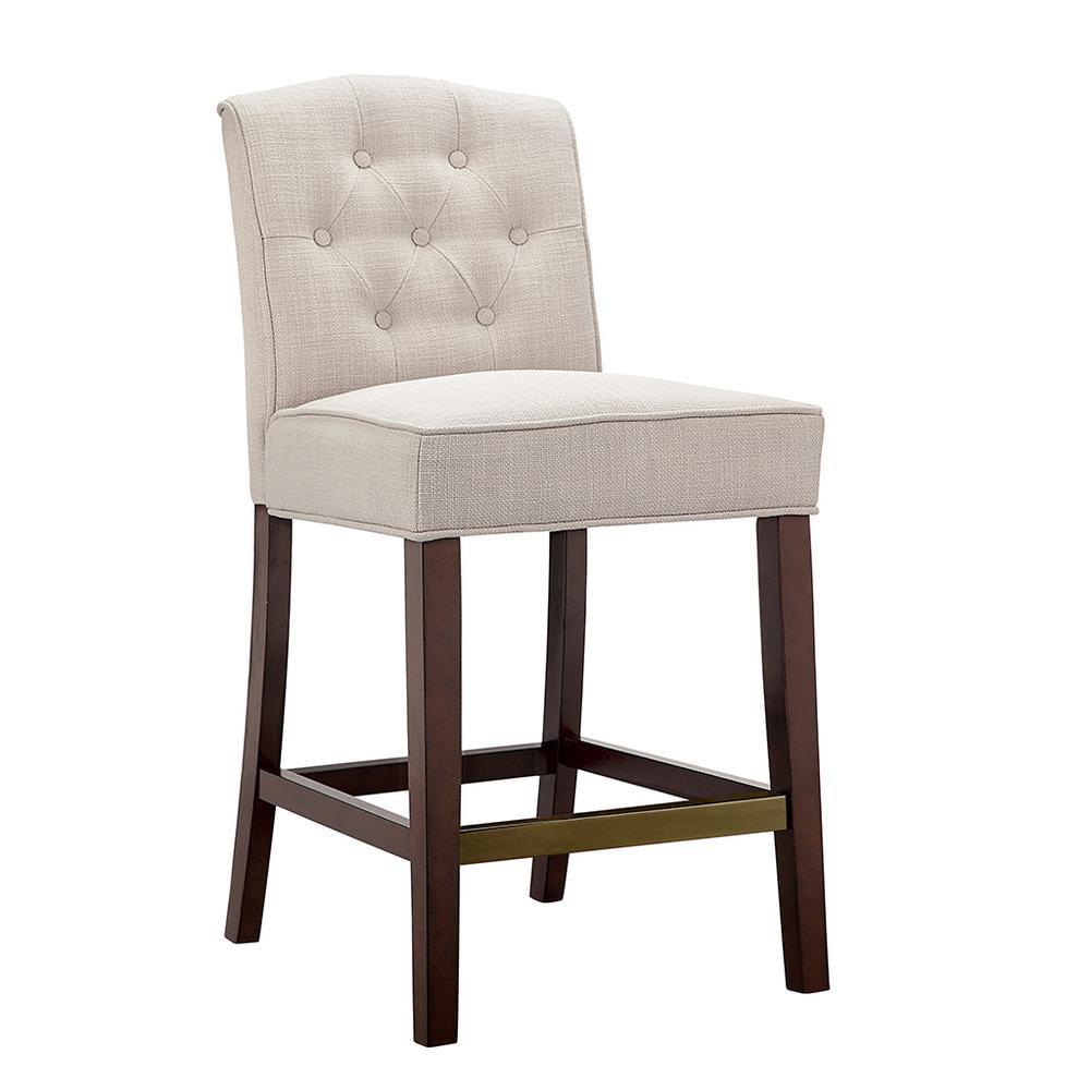 Tan Tufted Parsons Counter Stool with Espresso Birch Legs