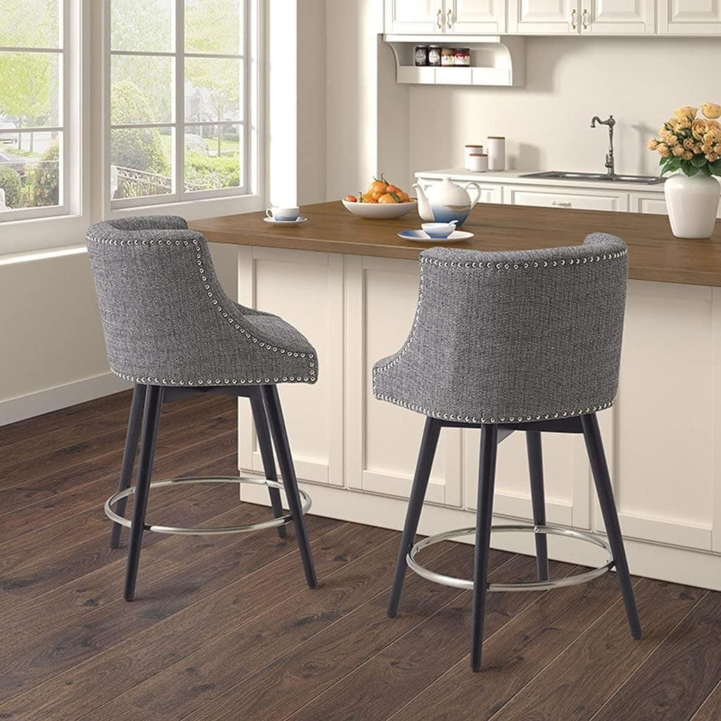 Mateo Gray Wood and Metal Swivel Counter Stool