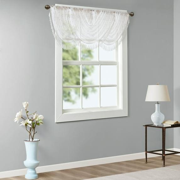 Madison Park Irina Diamond Sheer Embroidered Waterfall Valance