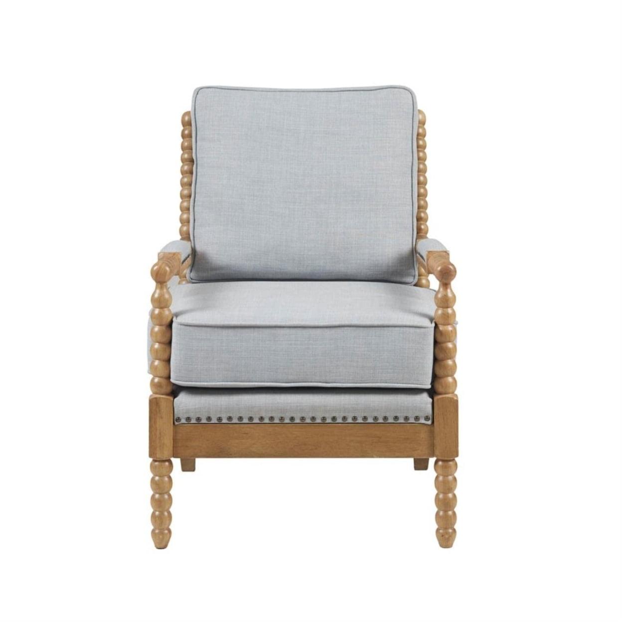Lyla Accent Chair Light Blue - Madison Park: Elegant Upholstered Bronze Nailhead Trim