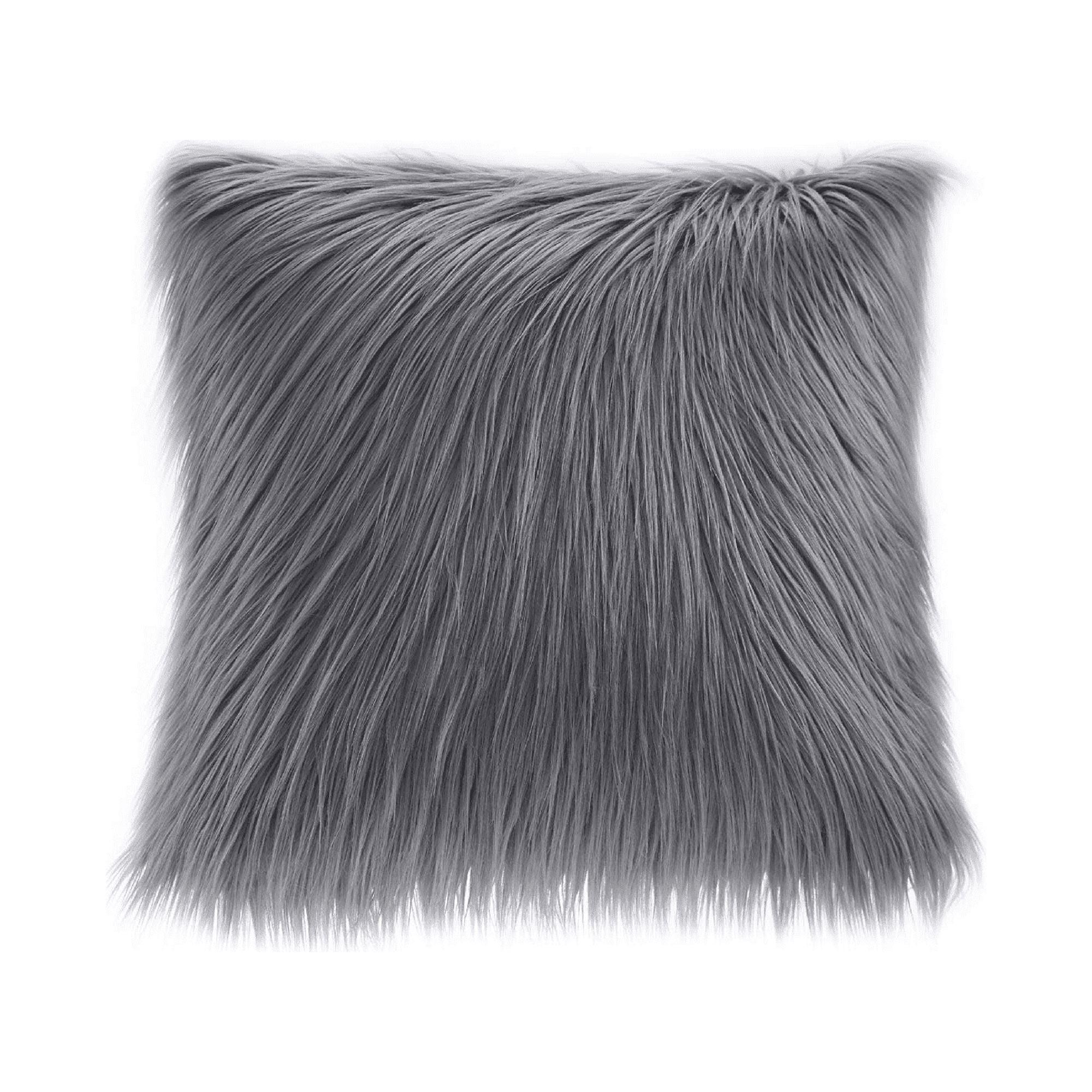 20"x20" Adelaide Faux Fur Square Throw Pillow Gray - Madison Park