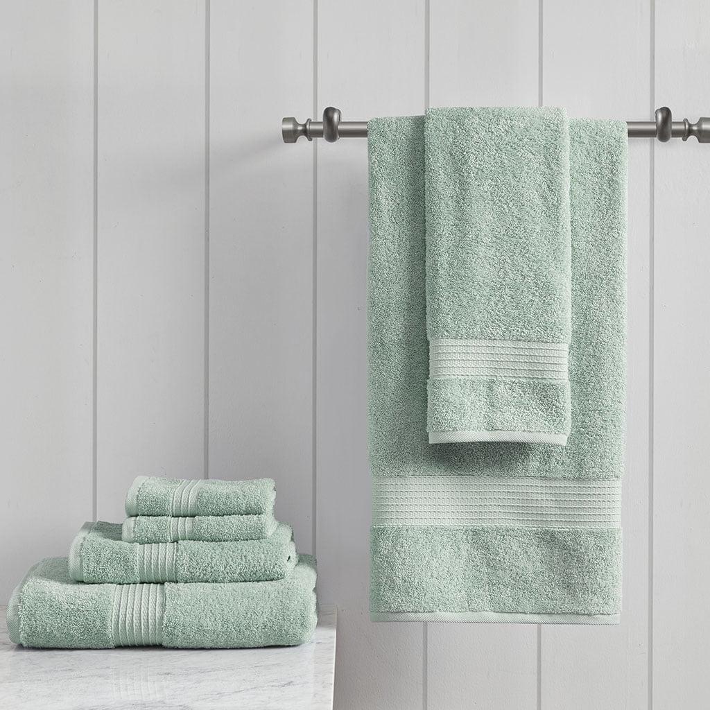 6pc Organic Cotton Bath Towel Set Seafoam: Madison Park, Luxury Terry, Heavyweight GSM, OEKO-TEX Certified