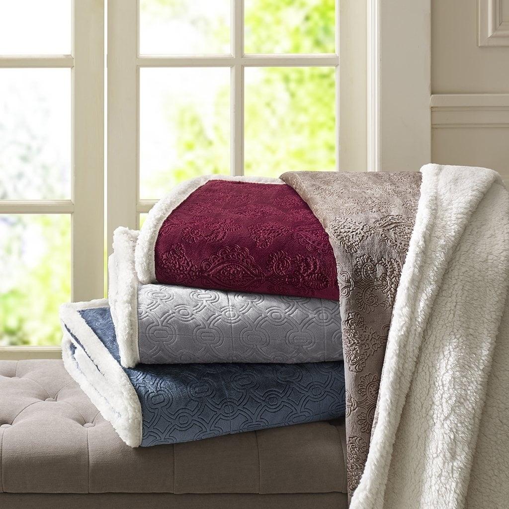 Burgundy Oversized Textured Plush Reversible Throw