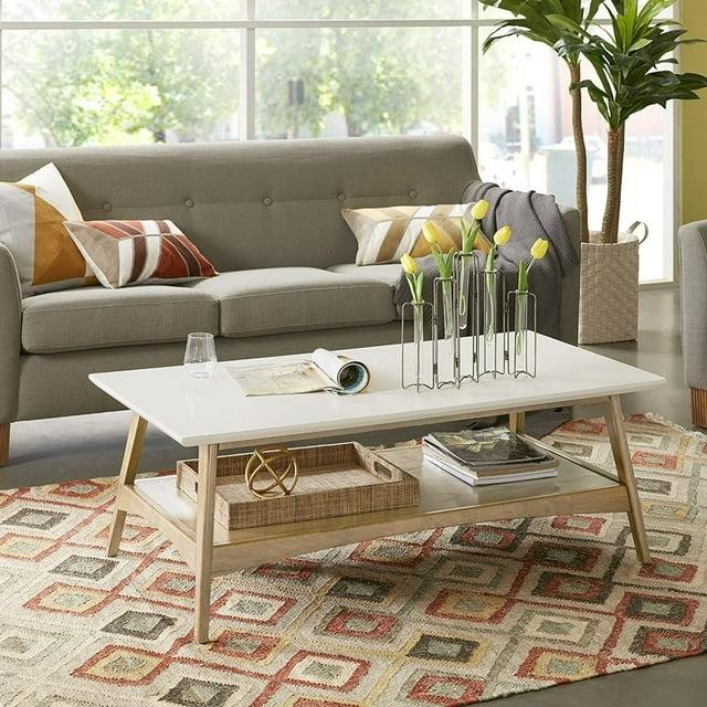 Parker Modern Coffee Table with Open Shelf & White Top