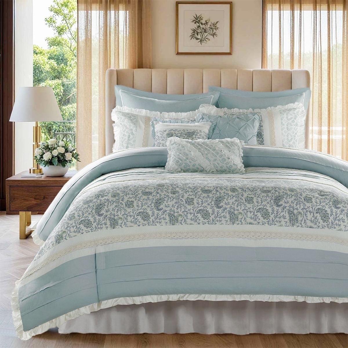 Madison Park Dawn 9 Piece Cotton Percale Comforter Set