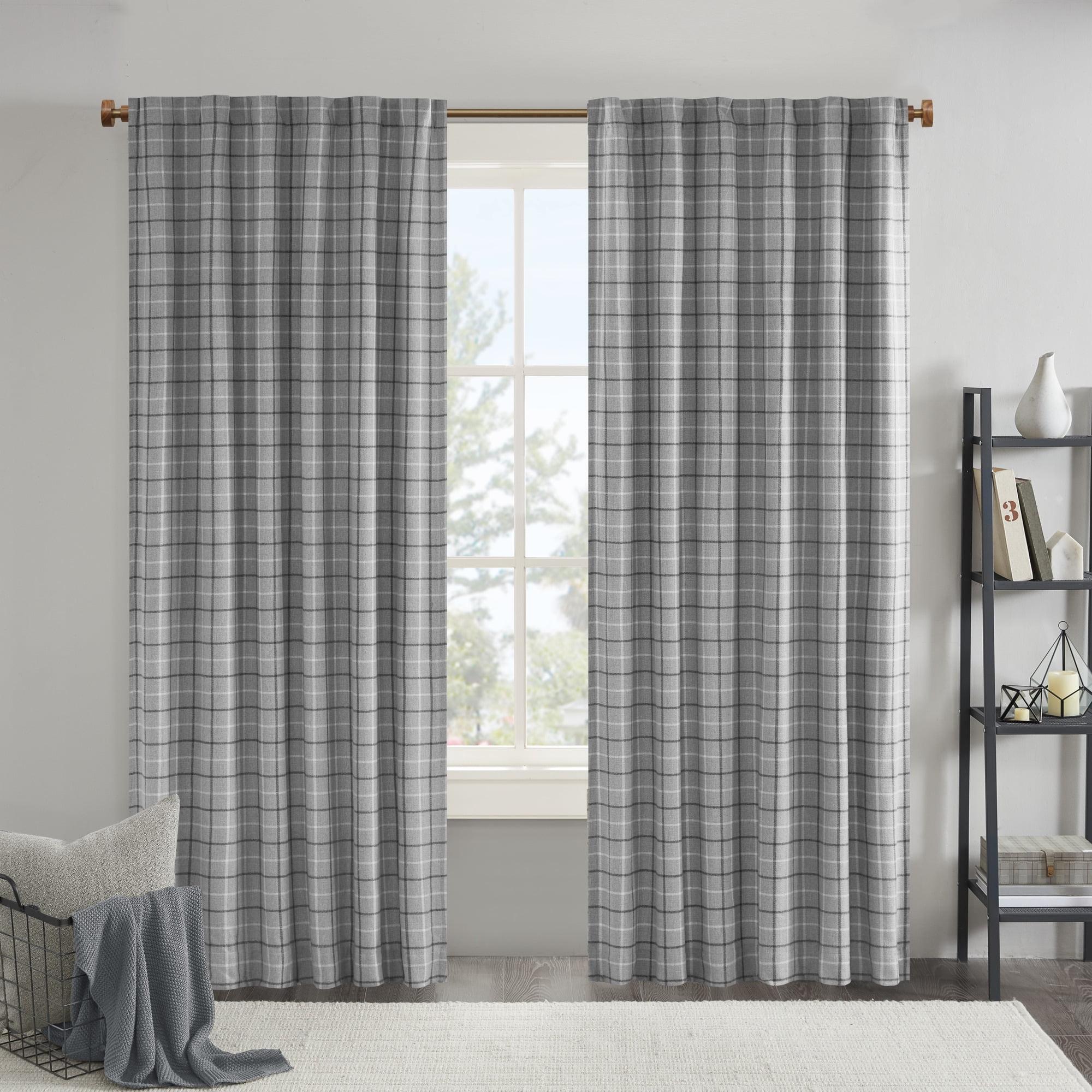 Anaheim Woven Plaid Room Darkening Thermal Fleece Lined Single Curtain Panel