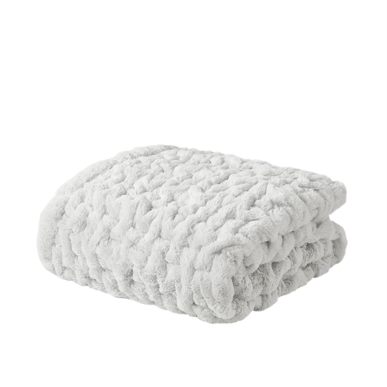 50"x60" Ruched Faux Fur Throw Blanket - Madison Park