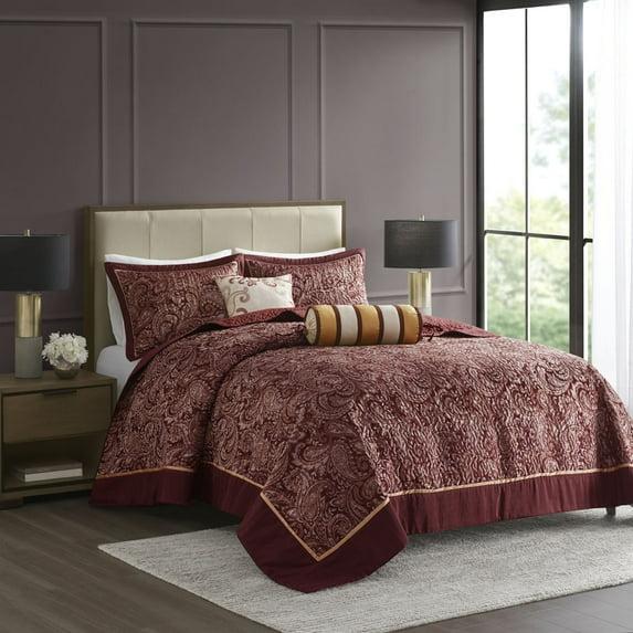 Madison Park Aubrey 5 Piece Jacquard Bedspread Set with Throw Pillows