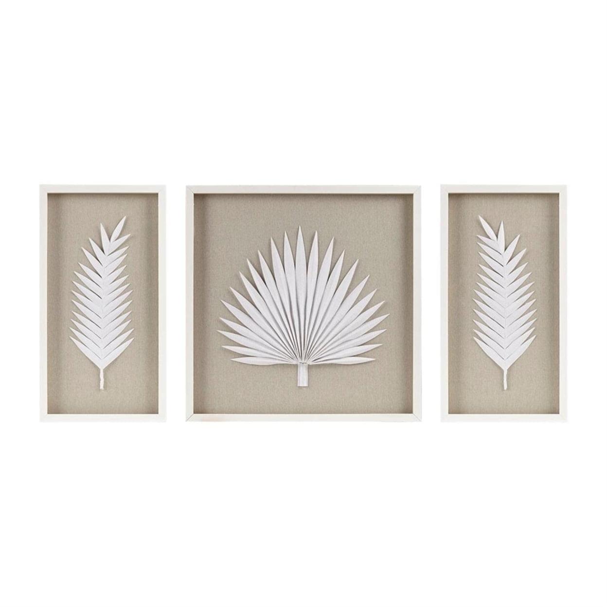 Sabal Framed Rice Paper Palm Leaves 3-piece Shadowbox Wall Décor Set