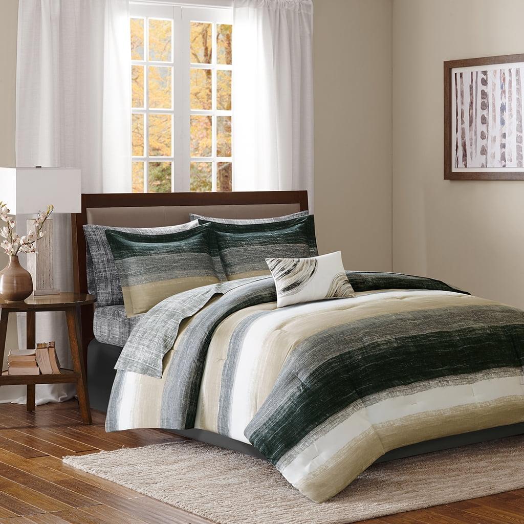 Madison Park Essentials Saben Striped Comforter Set with Cotton Bed Sheets