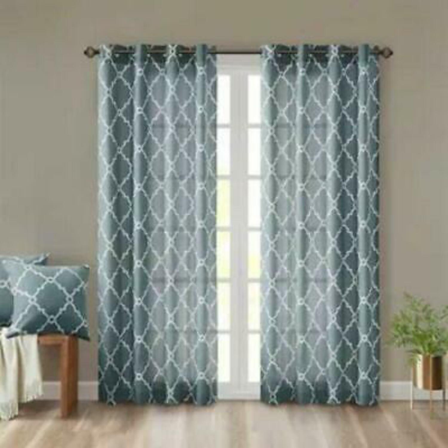 Madison Park Fretwork Print Grommet Top Single Window Curtain Panel