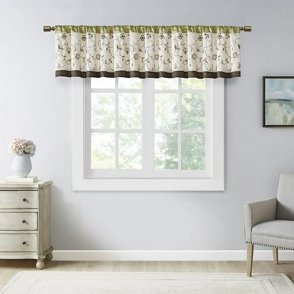 Madison Park Serene Floral Embroidered 50'' W Single Window Valance