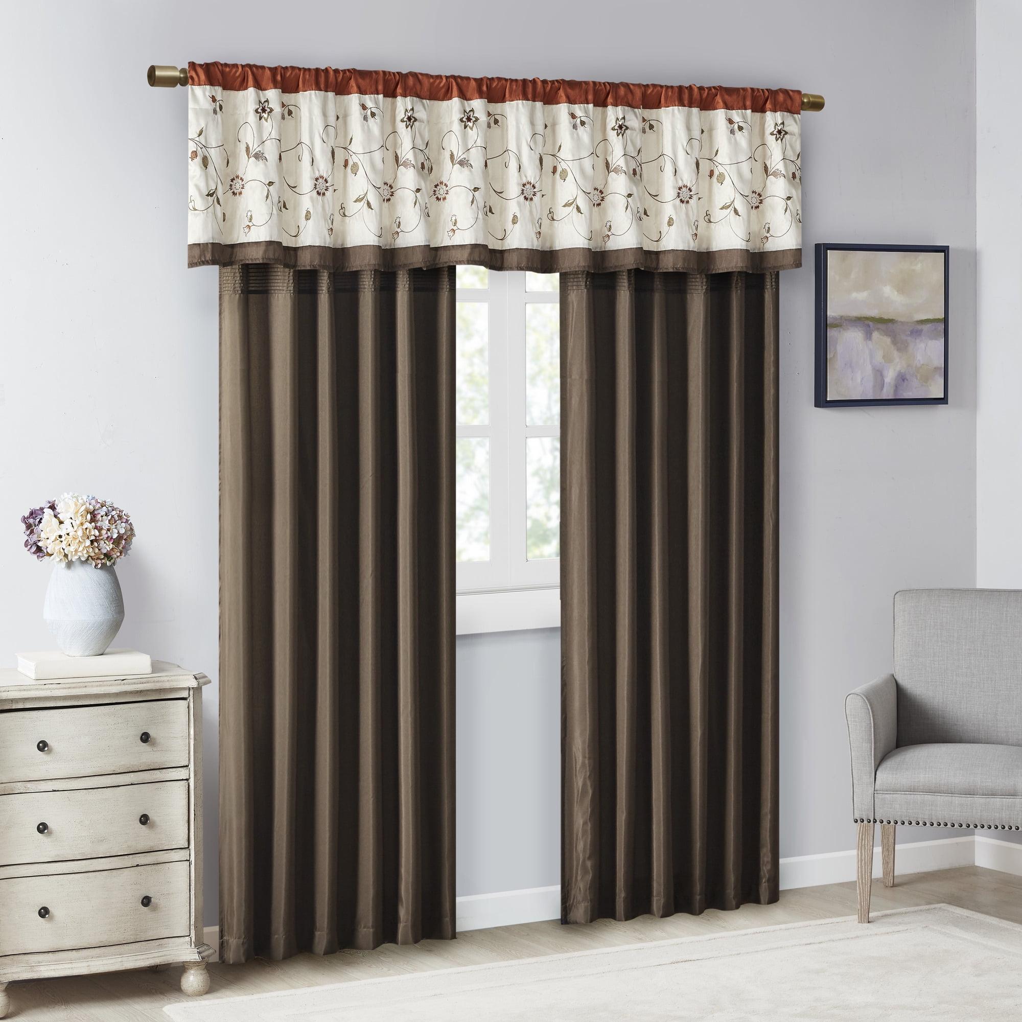 Madison Park Serene Floral Embroidered 50'' W Window Valance