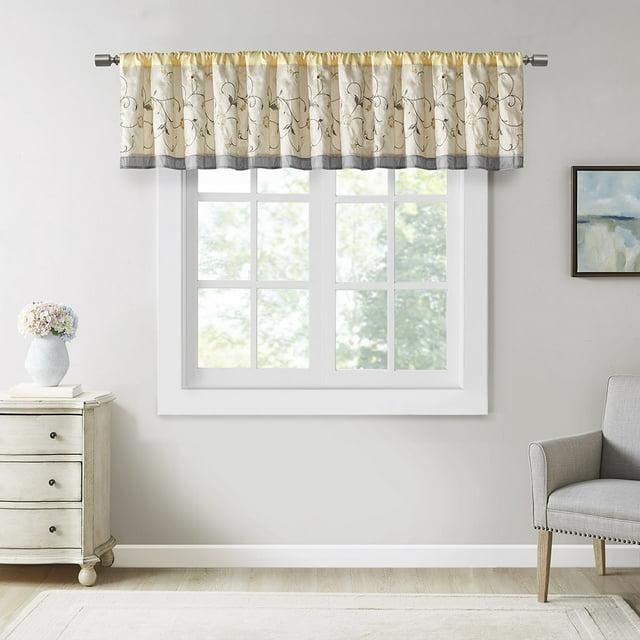 Madison Park Serene Floral Embroidered 50'' W Single Window Valance