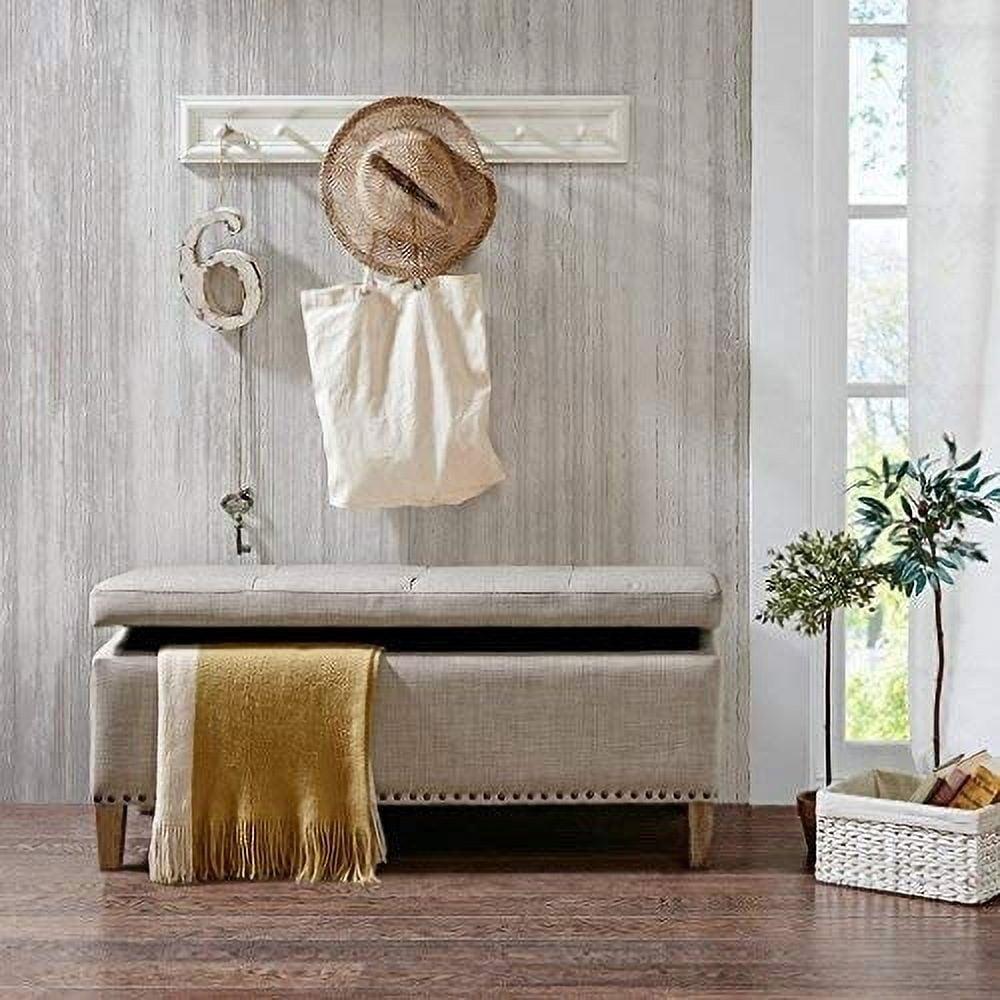 Madison Park Shandra II Wood and Fabric Tufted Top Storage Bench in Brown