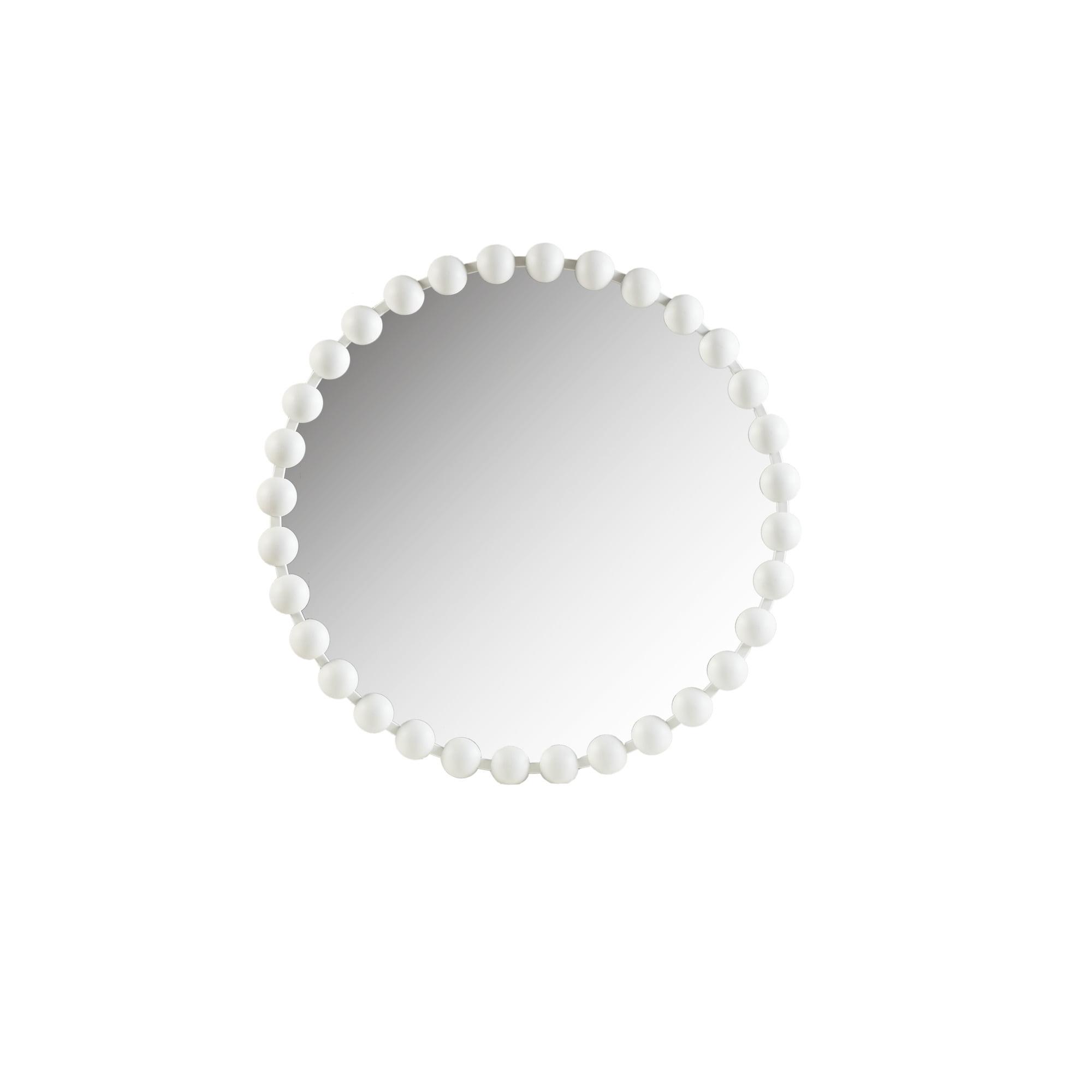 Marlowe 27" White Beaded Round Wall Mirror