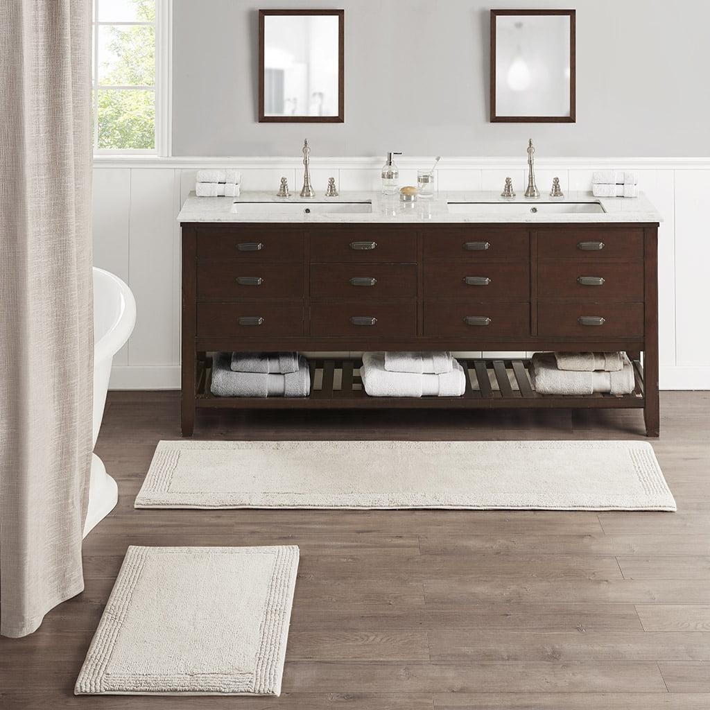 Madison Park 24"x72" Splendor Cotton Tufted Reversible Bath Rug Tan: Machine Washable, OEKO-TEX Certified
