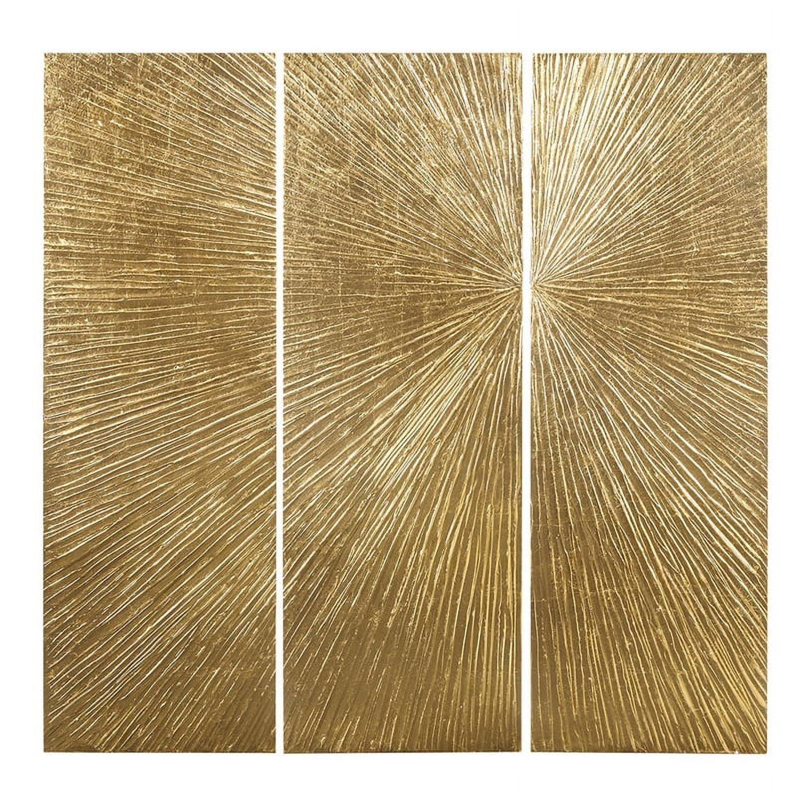 Gold Sunburst Hand Painted Triptych Resin Wall Art Set