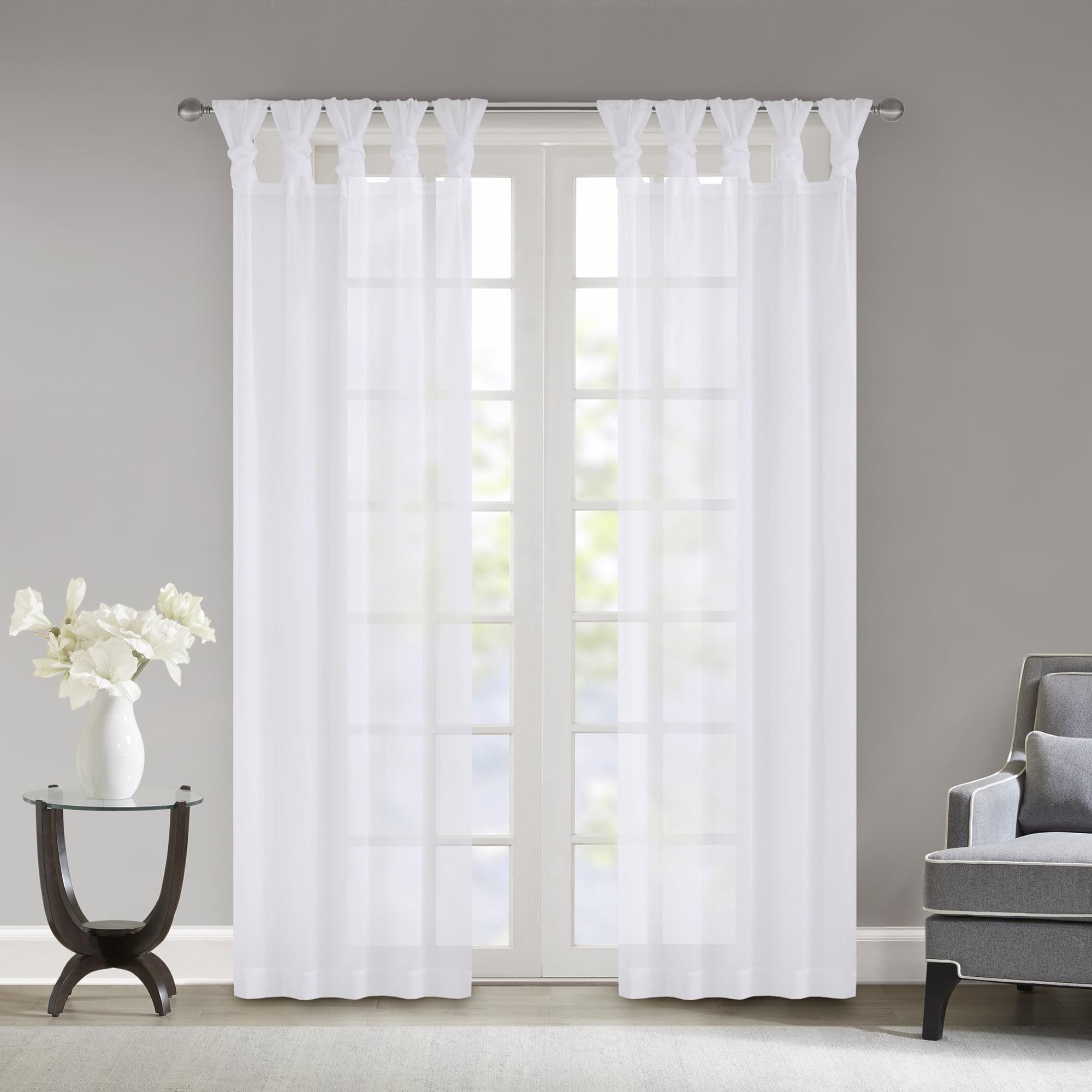 Set of 2 84"x50" Persis Twisted Tab Voile Sheer Window White: Madison Park Curtain Panels, Transitional Style