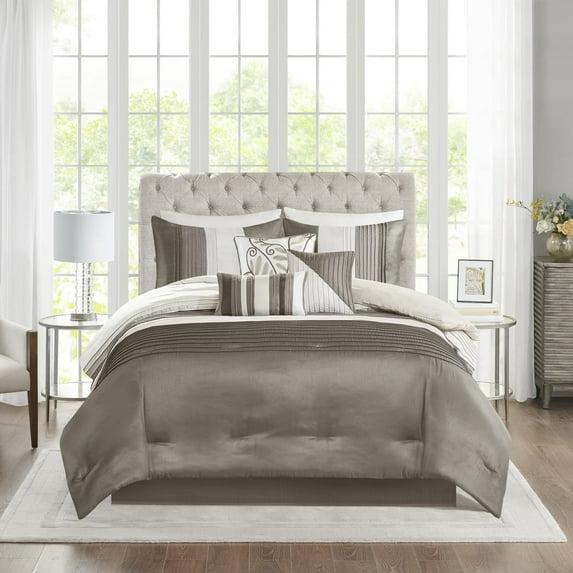 Madison Park Amherst 7 Piece Striped and Pleated Comforter Set