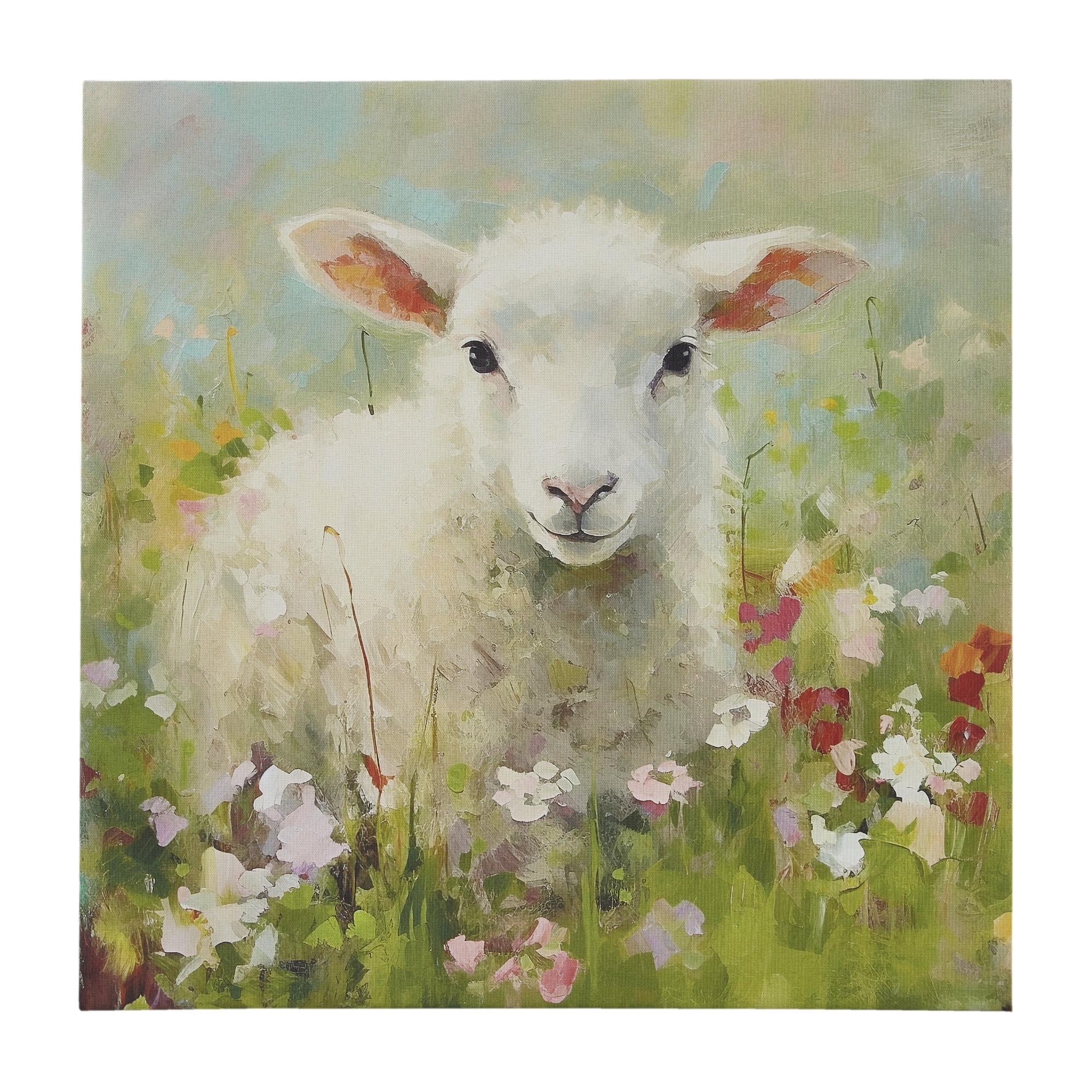 Madison Park 16"x16" Sunshine Happy Farm Animals Canvas Wall Decor Art Green