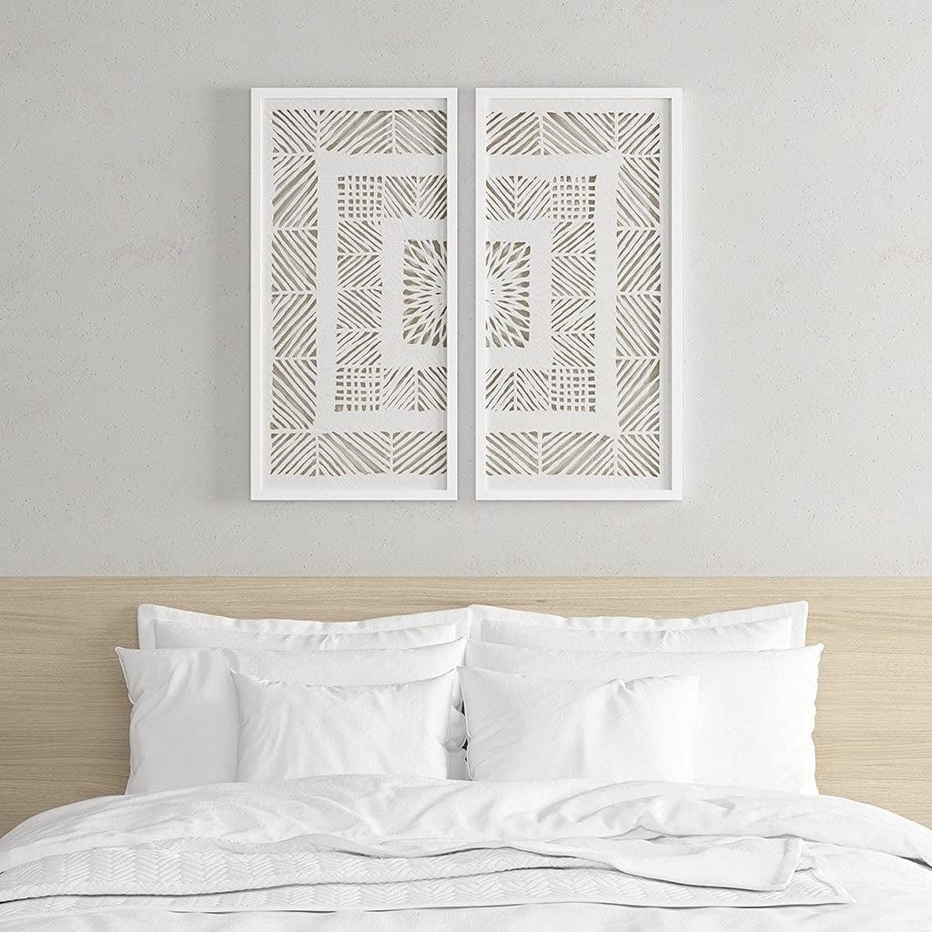 Dakota Fields Framed Geometric Rice Paper Panel Shadowbox Wall Décor (Set of 2)