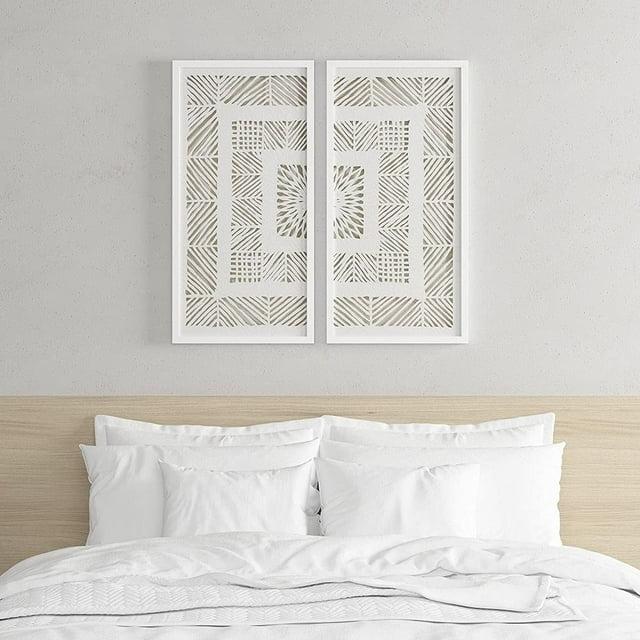 Dakota Fields Framed Geometric Rice Paper Panel Shadowbox Wall Décor (Set of 2)