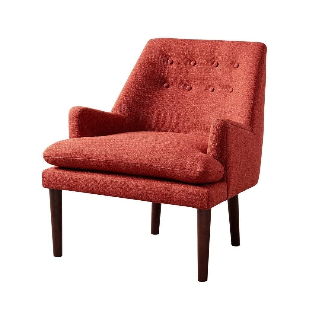 Spice Mid-Century Upholstered Accent Chair with Wood Legs