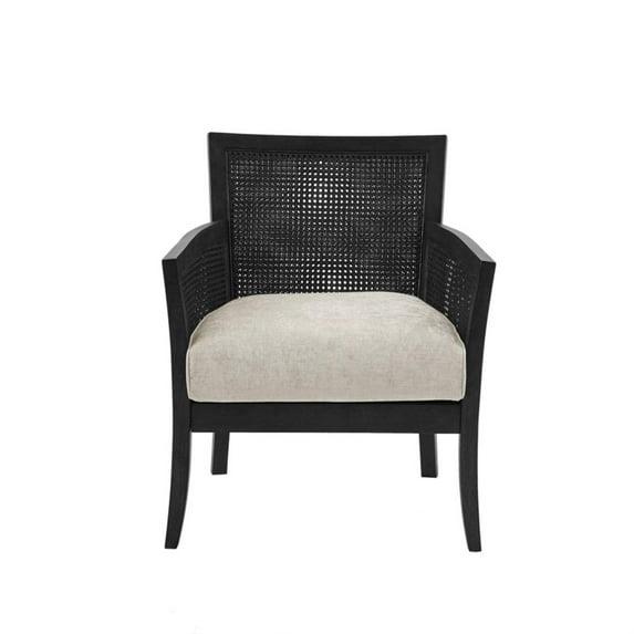 Madison Park Paulie Accent Chair Black: Upholstered, Wood Legs, Removable Cushions, Foam Fill