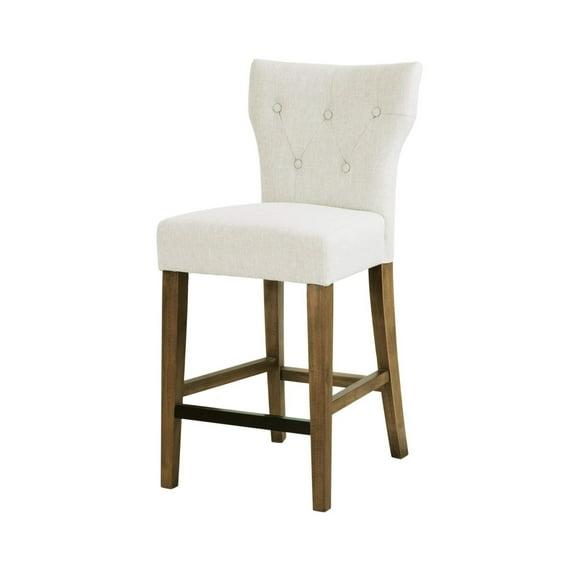 Saffron Tufted Back Counter Height Barstool Cream - Madison Park: Upholstered, Padded, Wood Legs