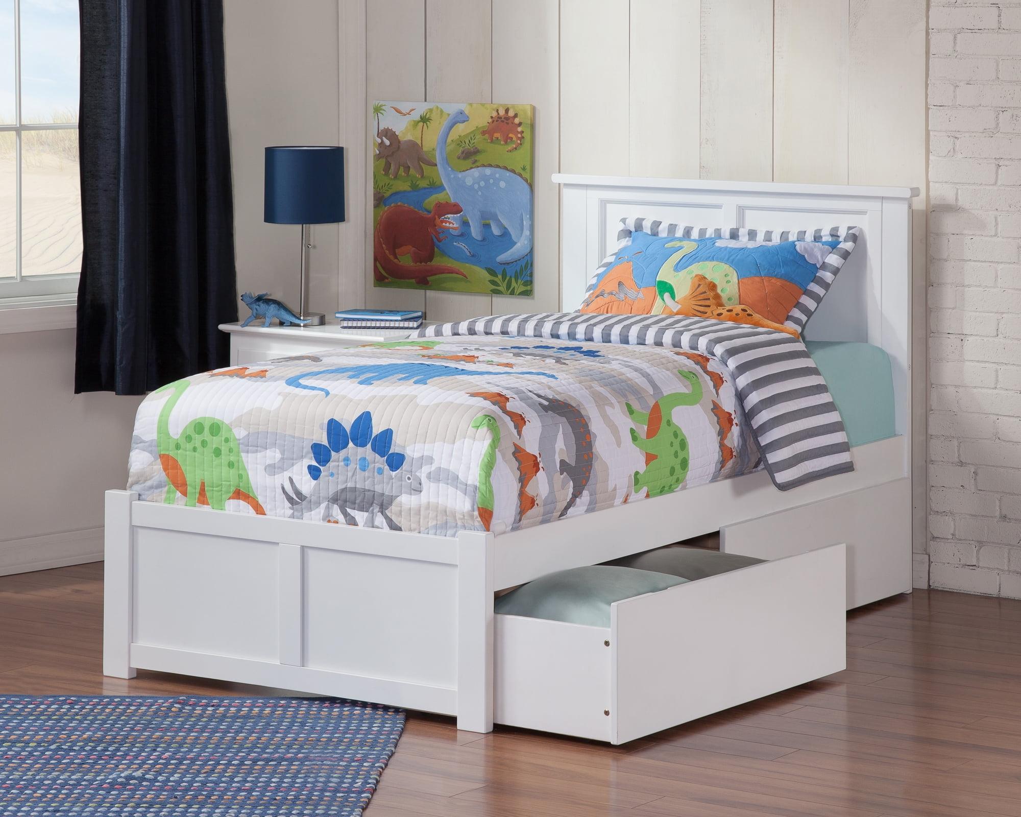 Madison Platform Bed with Flat Panel Foot Board and 2 Urban Bed Drawers in Multiple Colors and Sizes