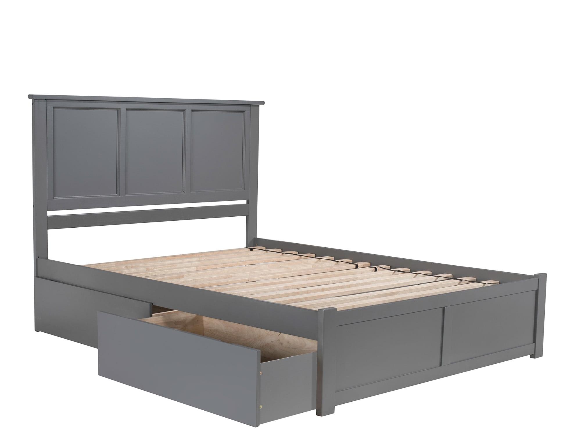 Madison Medium Stained Wood King Bed with Storage Drawers