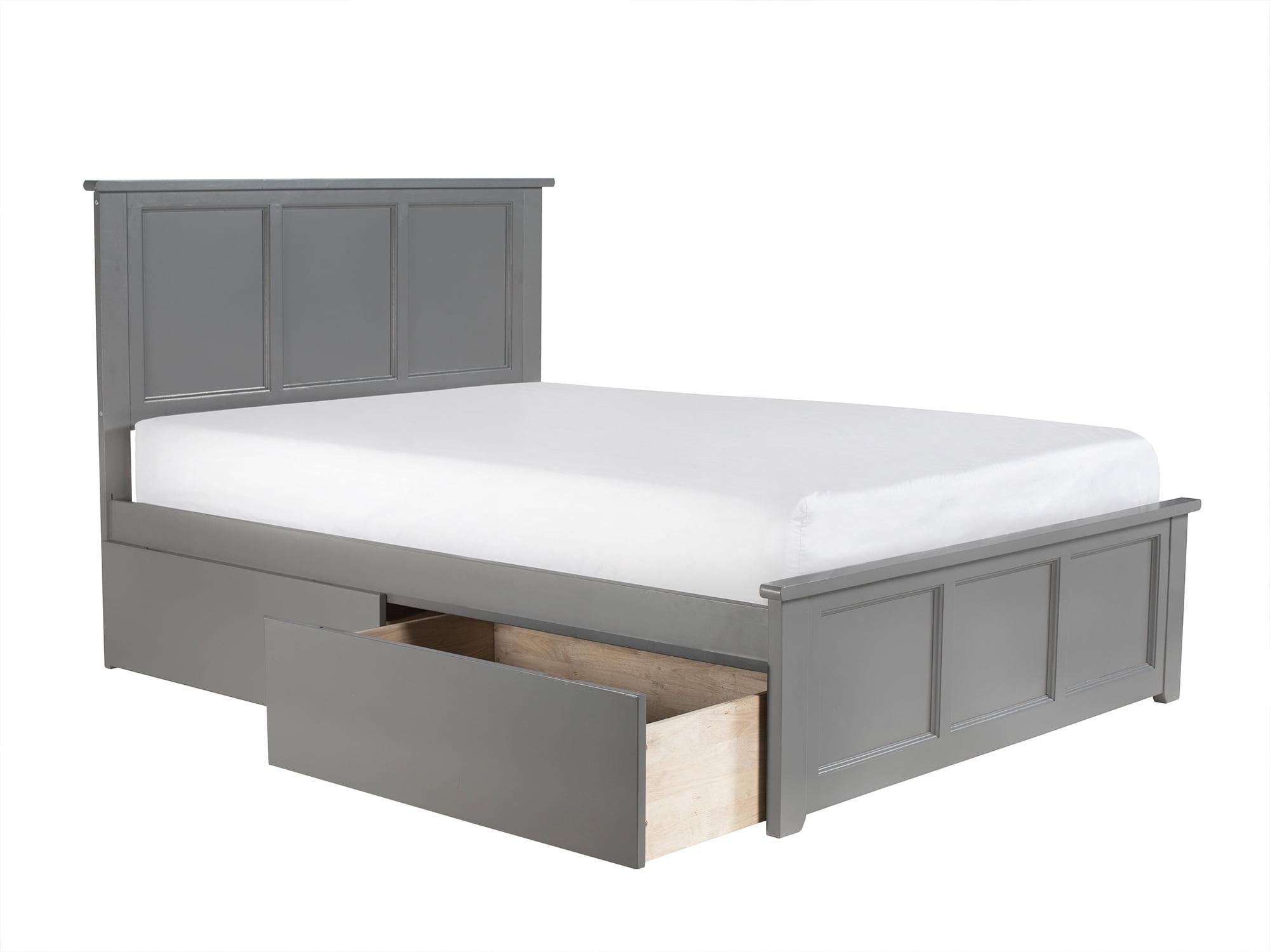 Madison Full Gray Wood Platform Bed with Storage Drawers