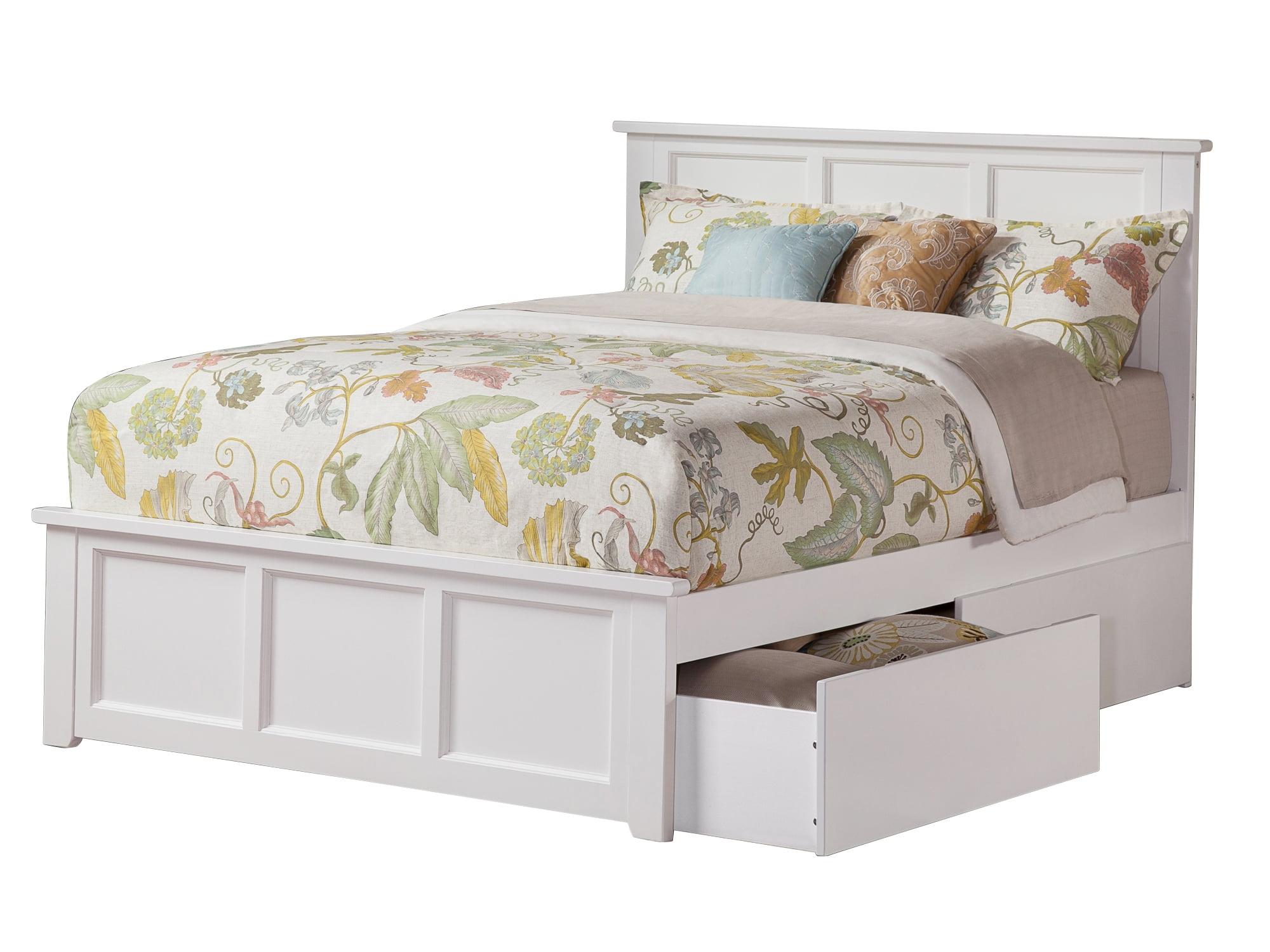 Madison Queen Platform Bed with Matching Foot Board with 2 Urban Bed Drawers in White