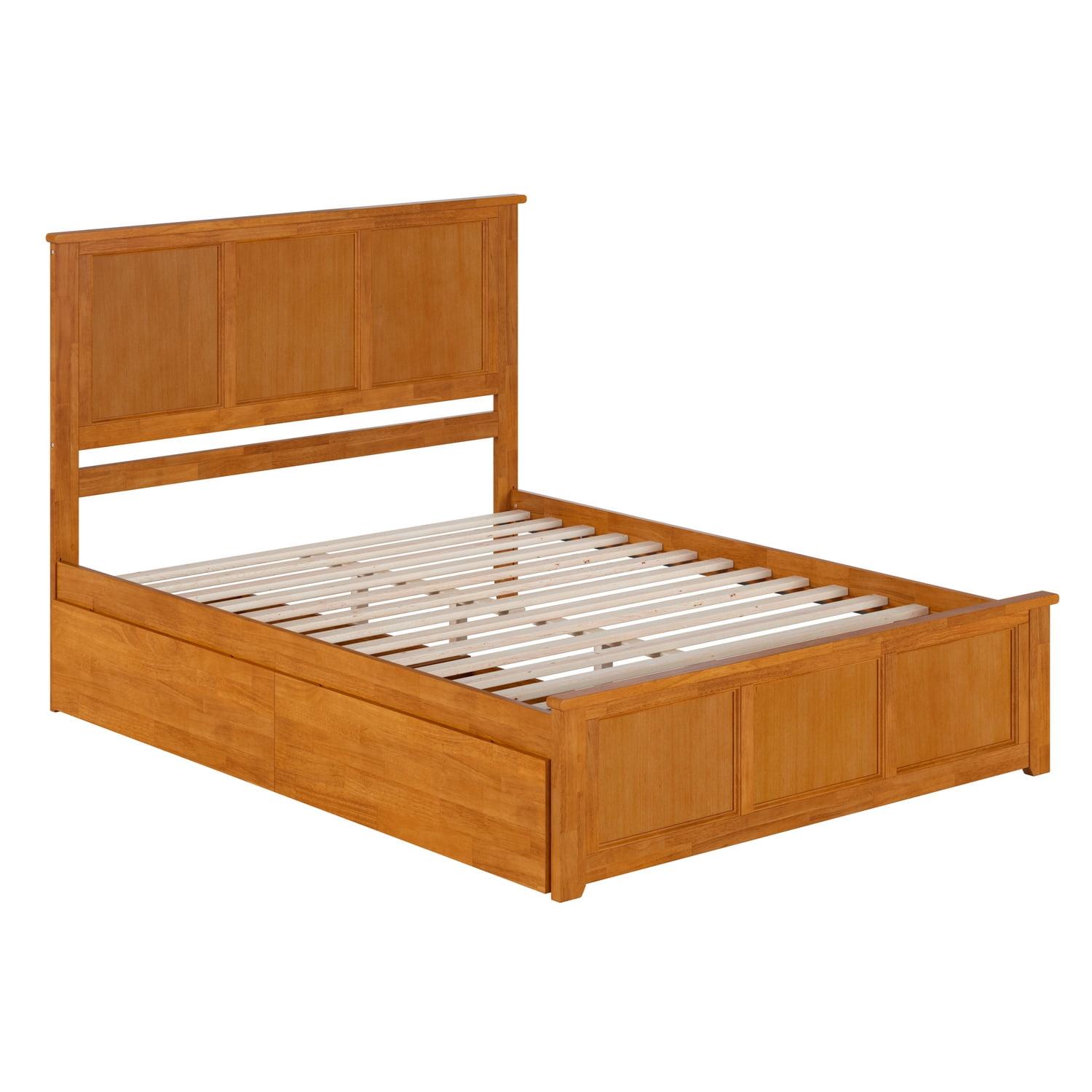 AFI Madison Queen Platform Bed with Matching Footboard and Storage Drawers, Light Toffee