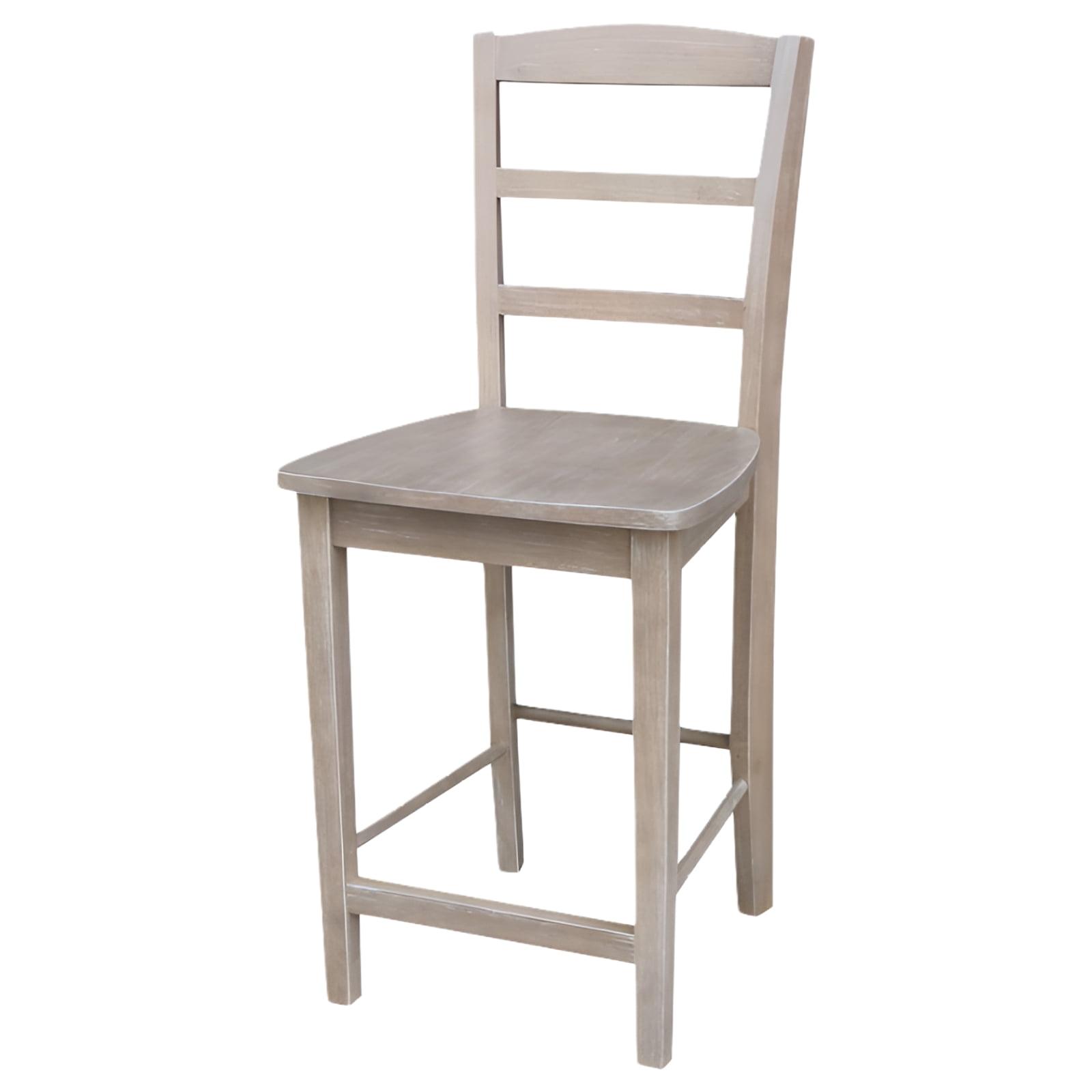 International Concepts 24" Madrid Counter Height Barstool Washed Gray/Taupe : Hardwood Ladder-Back, Spot Clean