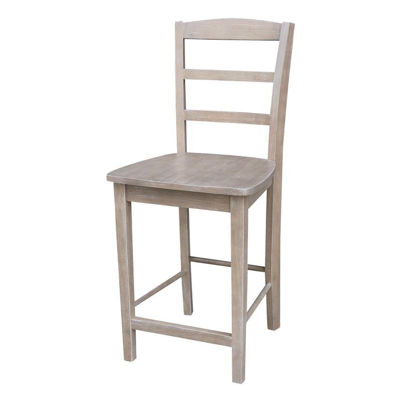 Madrid Washed Gray Taupe 24" Wood Counter Stool