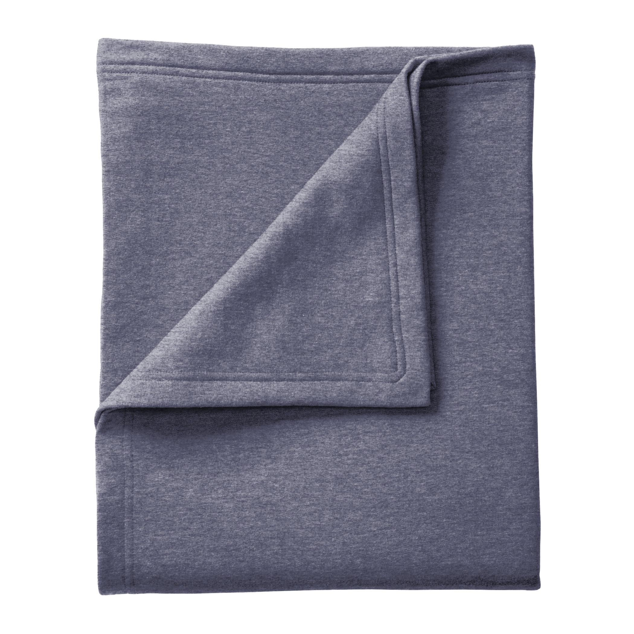 Heather Navy Machine Washable Fleece Blanket 16" x 18"