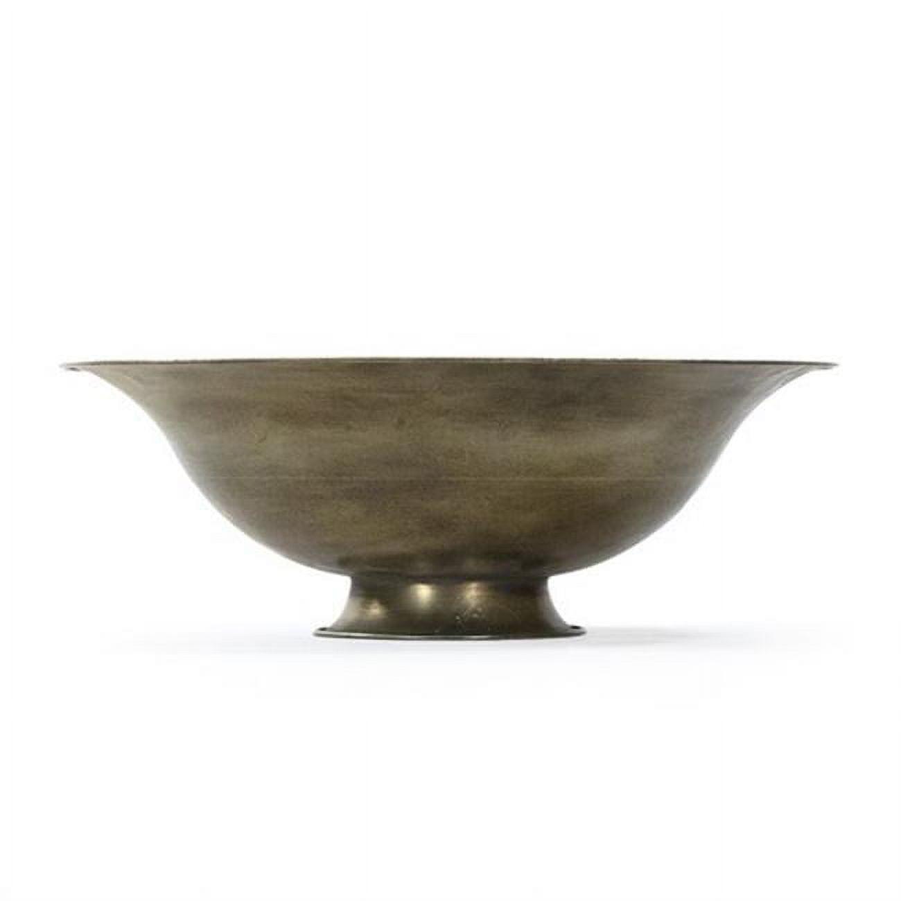 Antique Gold Handcrafted Metal Bowl with Stand, 15.25"x7"