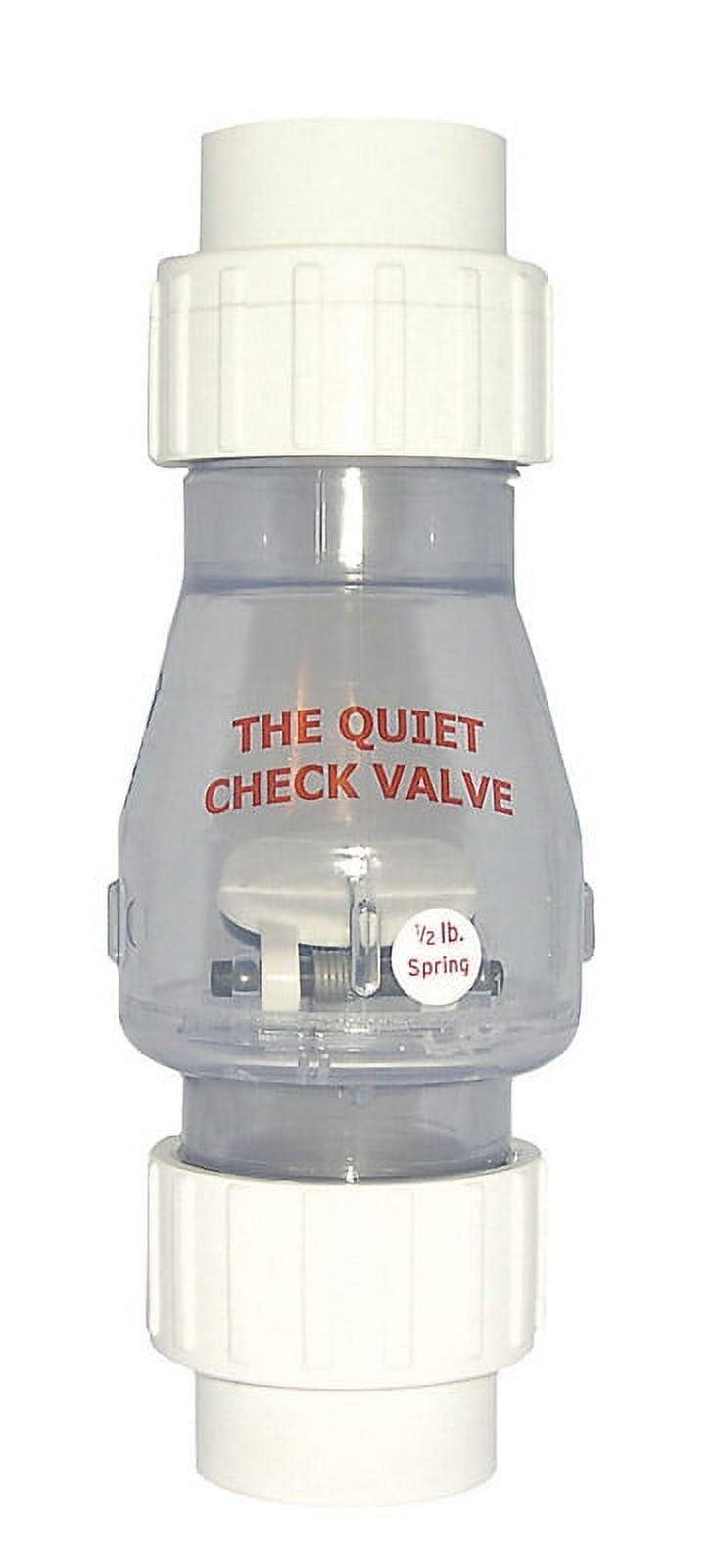 1.5-Inch Clear PVC Quiet Check Valve with Stainless Steel Spring