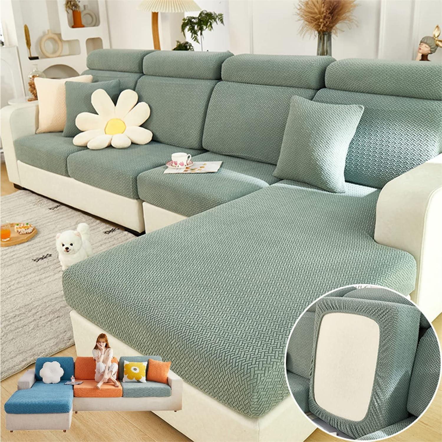 Magic Sofa Covers,Sofa Hero Covers,2024 New Wear-Resistant Universal Sofa Covers Washable Stretch Cushion Couch Covers for Sectional Sofa, (Green, Back Cover L)