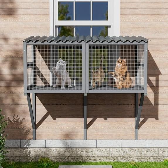 Tucker Murphy Pet™ Cat Catio,Cat Window Perch for Large Indoor Cats - Expandable Wooden Cat Window Box Enclosure for Multi Cats,