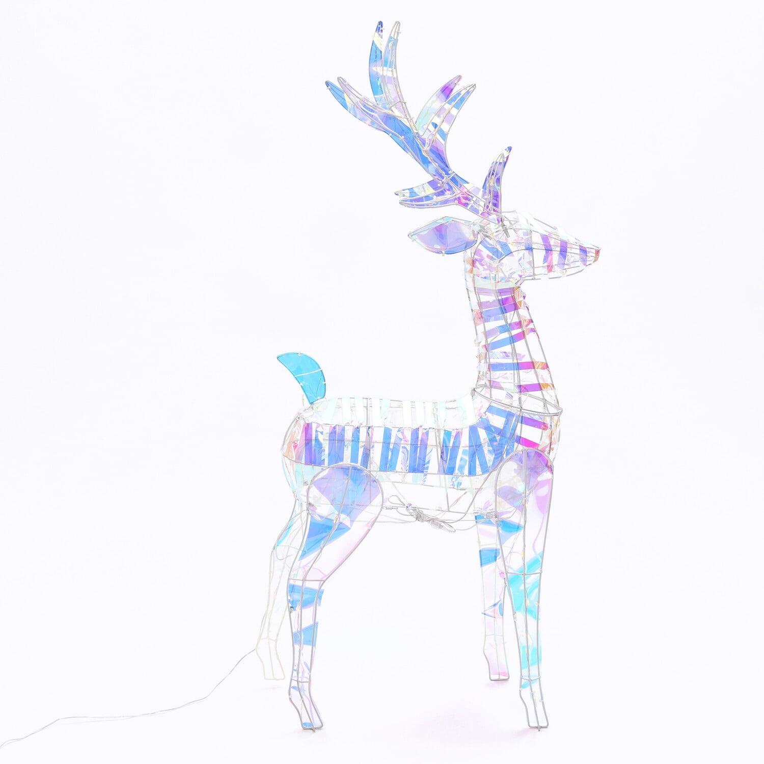 LuxenHome Magical Deer with Antlers Lighted LED Winter Holiday Yard Decoration White