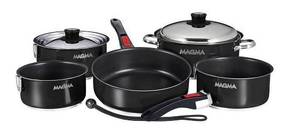 Jet Black Stainless Steel Non-Stick 10-Piece Induction Cookware Set