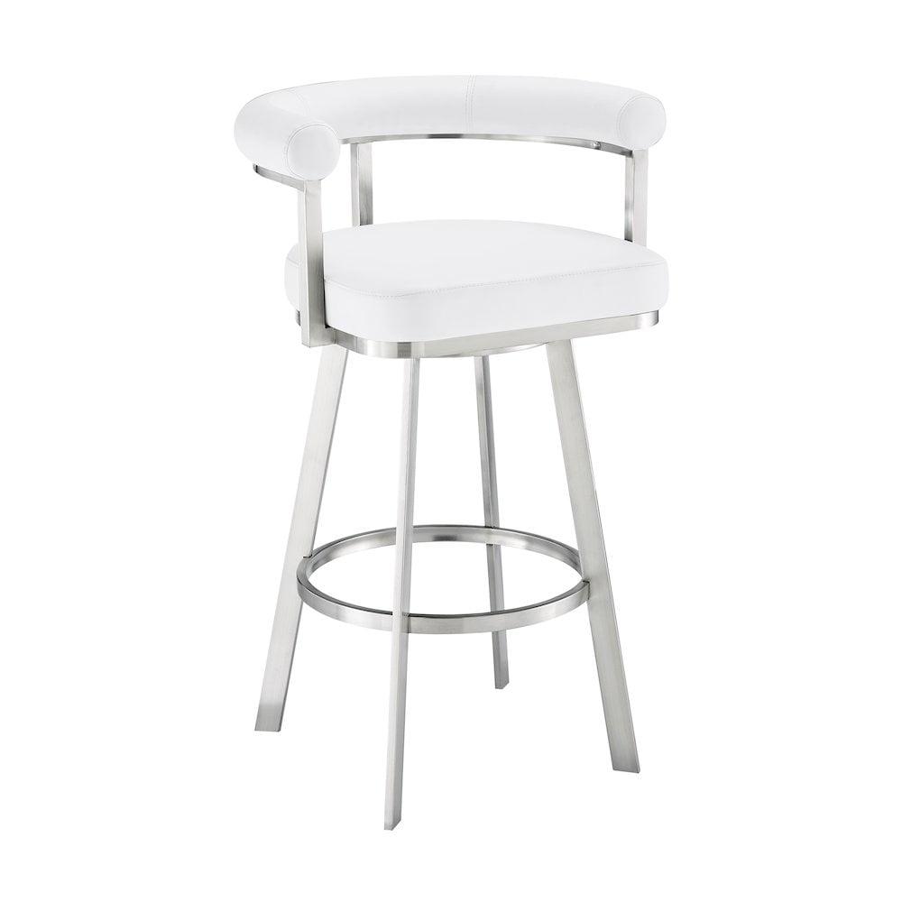 White Faux Leather and Chrome Swivel Counter Stool