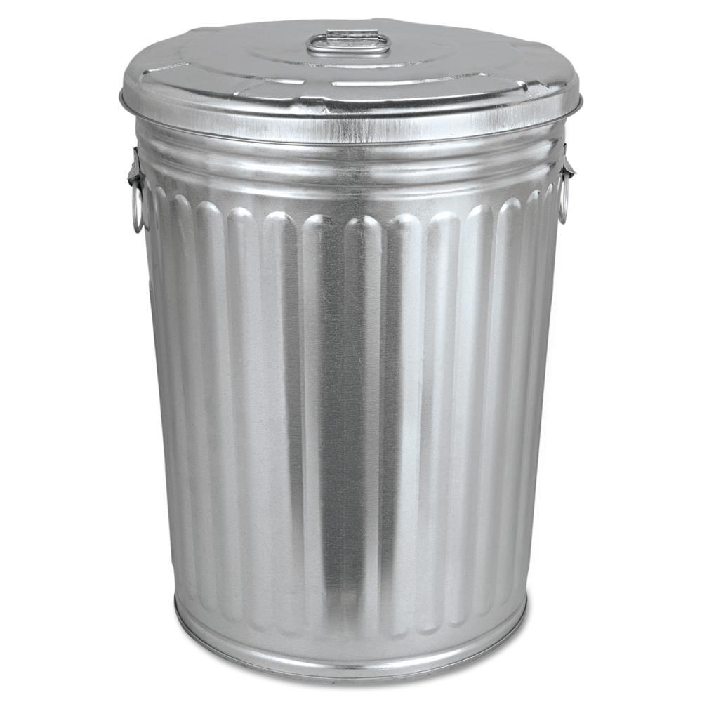 Pre-Galvanized Trash Can with Lid Round, Steel, 20gal, Grey, Outdoor Garbage Can.