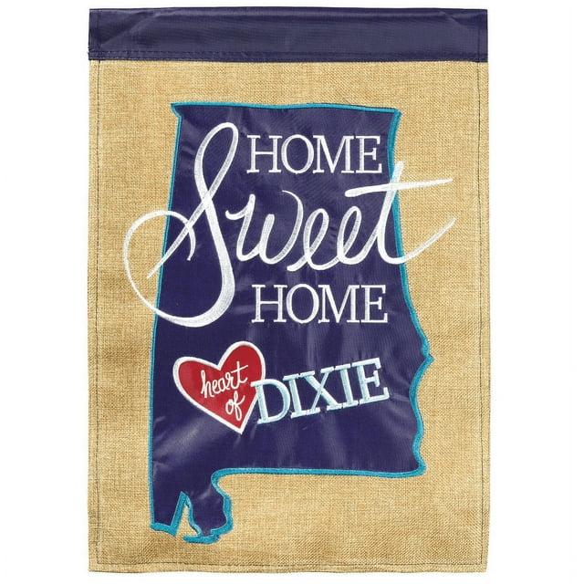 Magnolia Garden Home Sweet Home Dixie AL 29 x 42 Poly Burlap Outdoor Hanging Flag